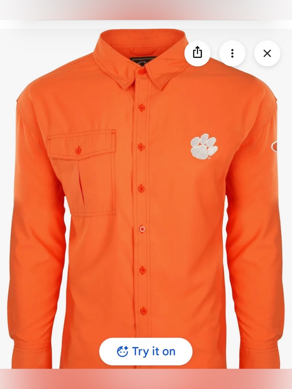 Drake Clemson Flyweight LS Shirt, NWT